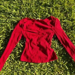 Reformation Long sleeve red shirt